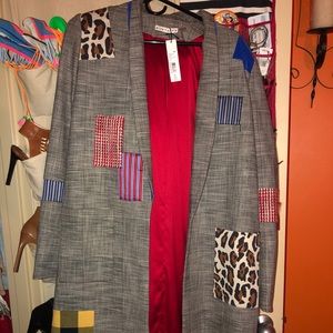 Gray plaid patchwork jacket coat